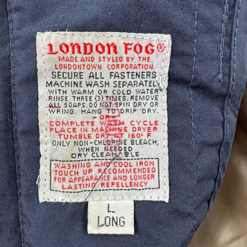 London Fog Jacket Mens L Long‎ Tan Thinsulate Insulated Full Zip Harrington Coat - Picture 6 of 16